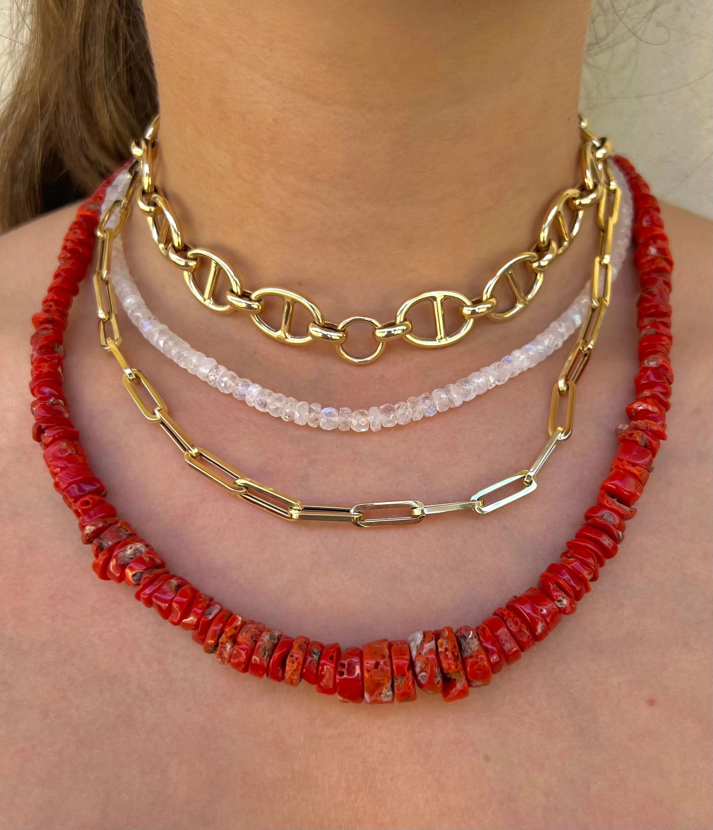 Heishi Coral Necklace