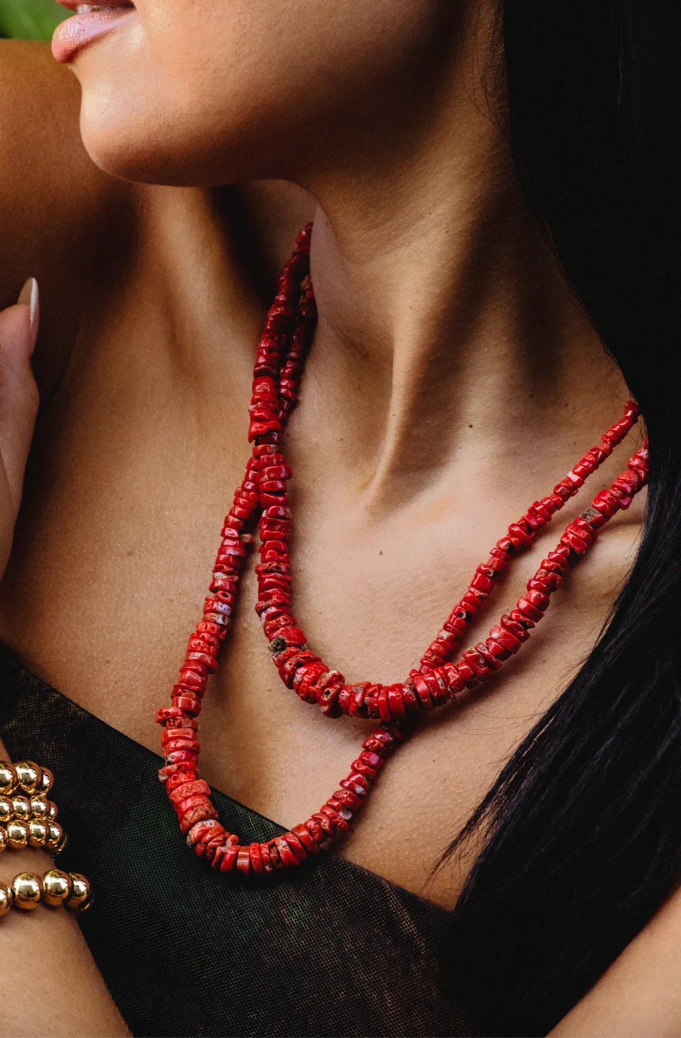 Heishi Coral Necklace