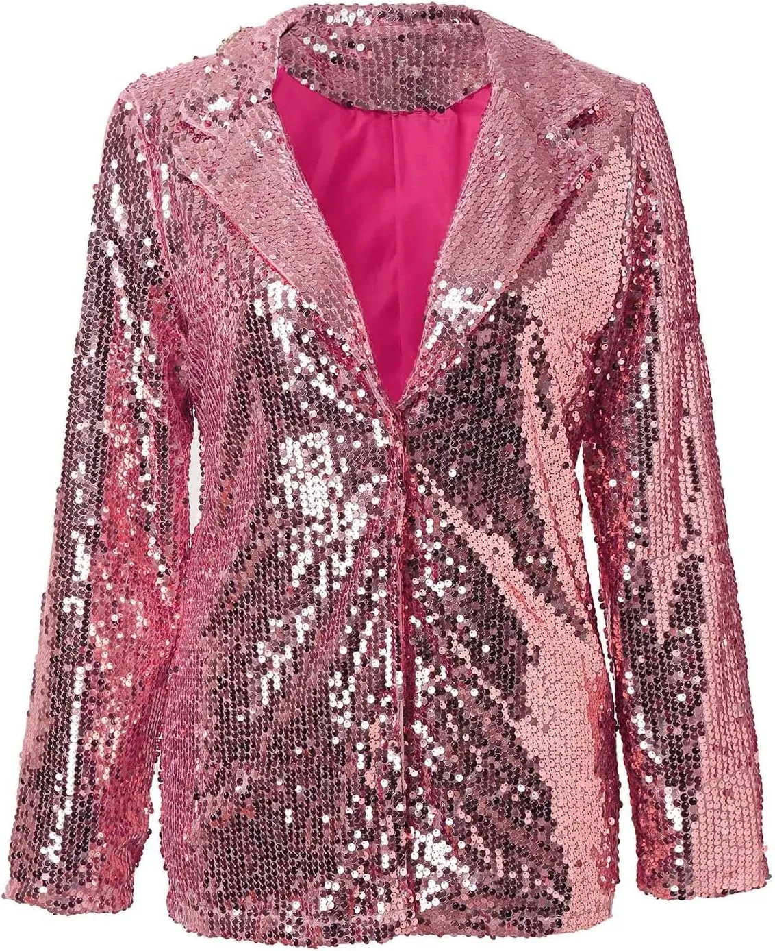 Helluva Boss Women's Sequin Jackets Open Front Blazer Shiny Jacket Casual Long Sleeve Sparkly Cardigan Coat