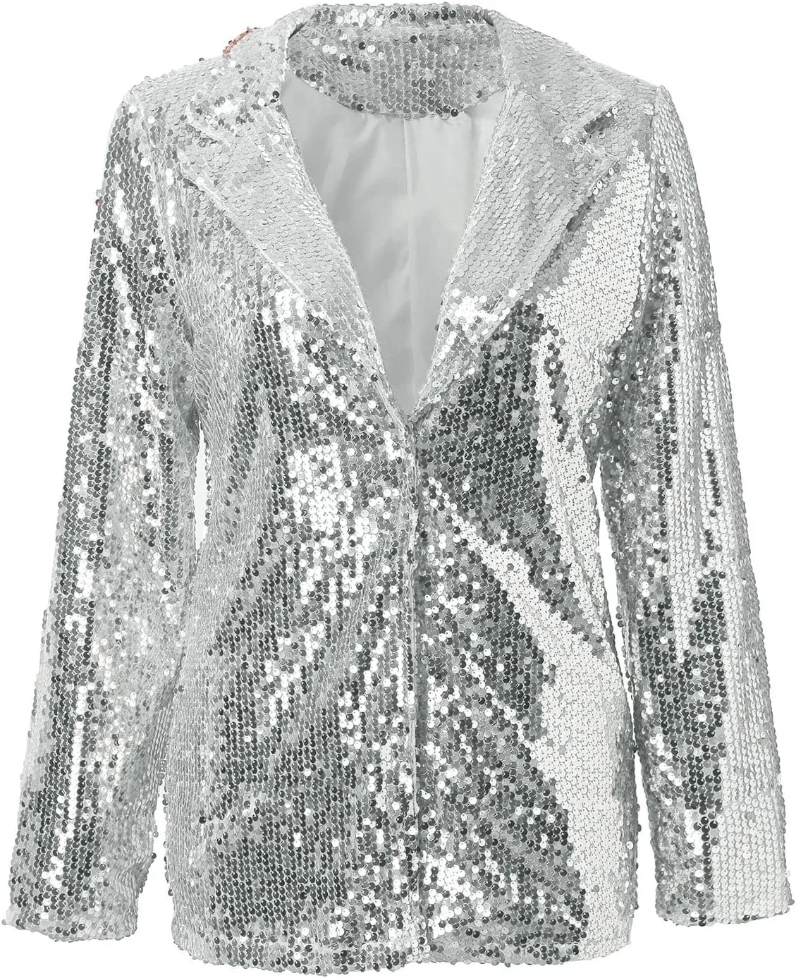 Helluva Boss Women's Sequin Jackets Open Front Blazer Shiny Jacket Casual Long Sleeve Sparkly Cardigan Coat