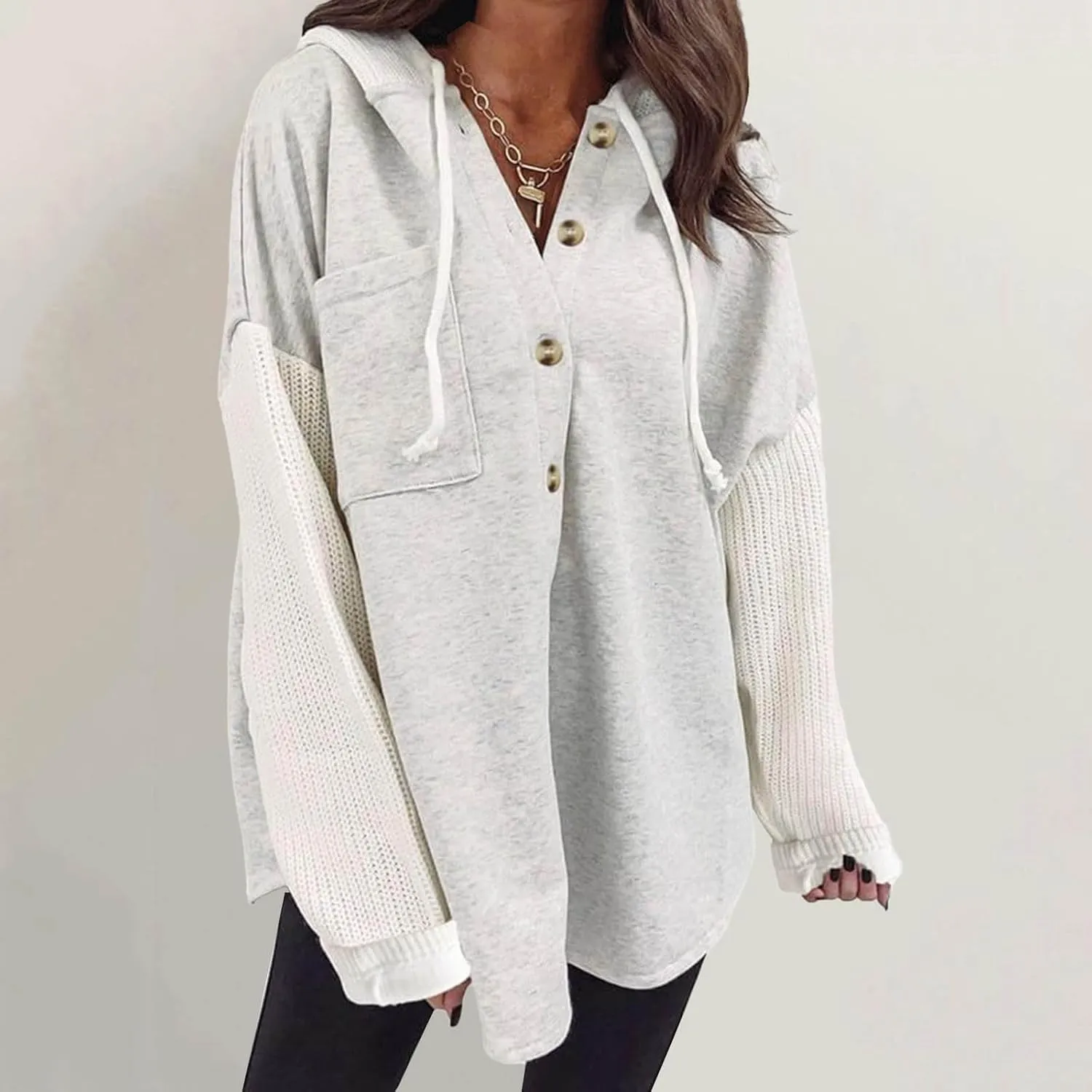 Hoodies for Women Oversized Sweatshirts Womens Loose Fit Casual Long Sleeve Button Hooded Sweatshirt Hoodie with Pockets