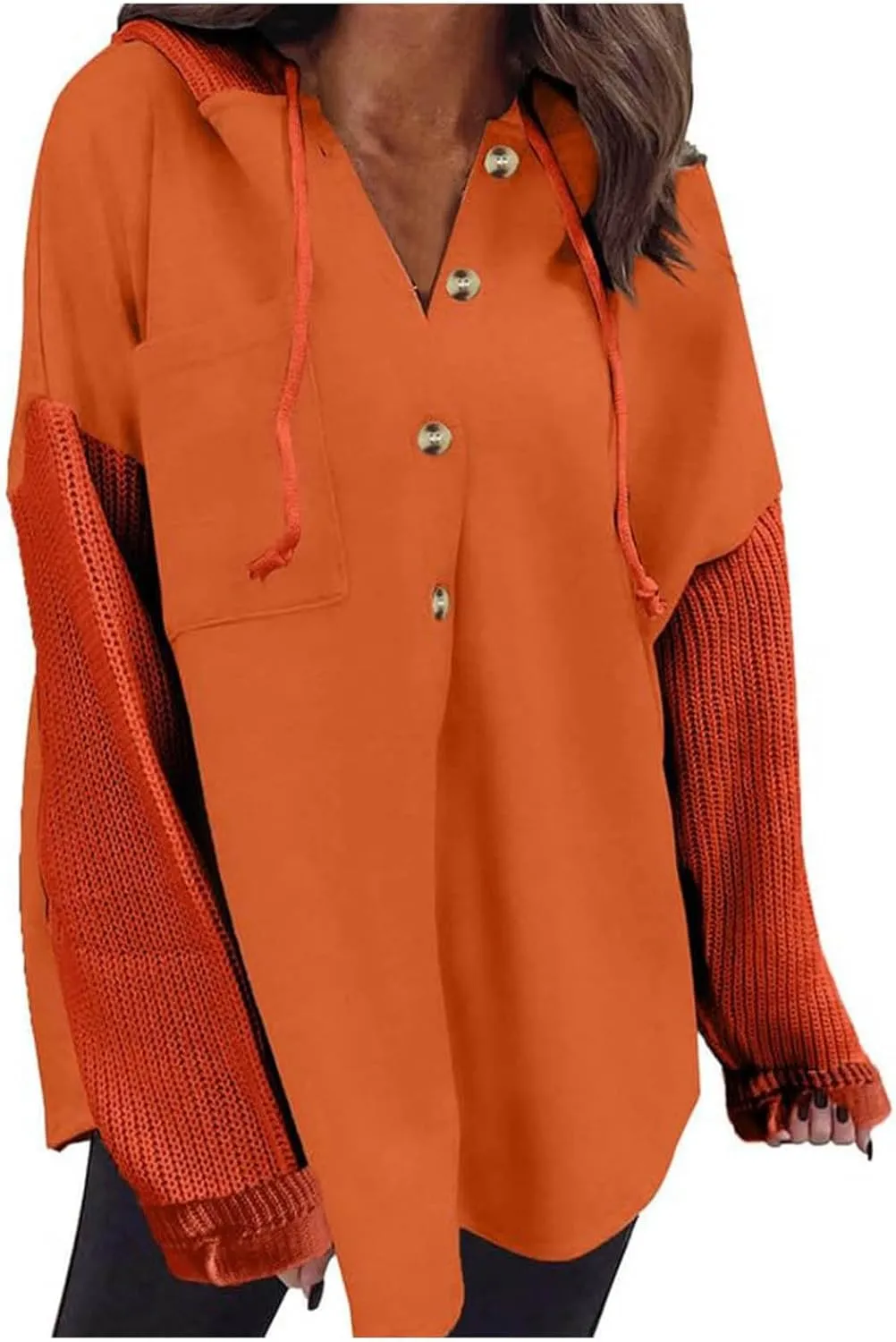 Hoodies for Women Oversized Sweatshirts Womens Loose Fit Casual Long Sleeve Button Hooded Sweatshirt Hoodie with Pockets