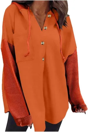 Hoodies for Women Oversized Sweatshirts Womens Loose Fit Casual Long Sleeve Button Hooded Sweatshirt Hoodie with Pockets