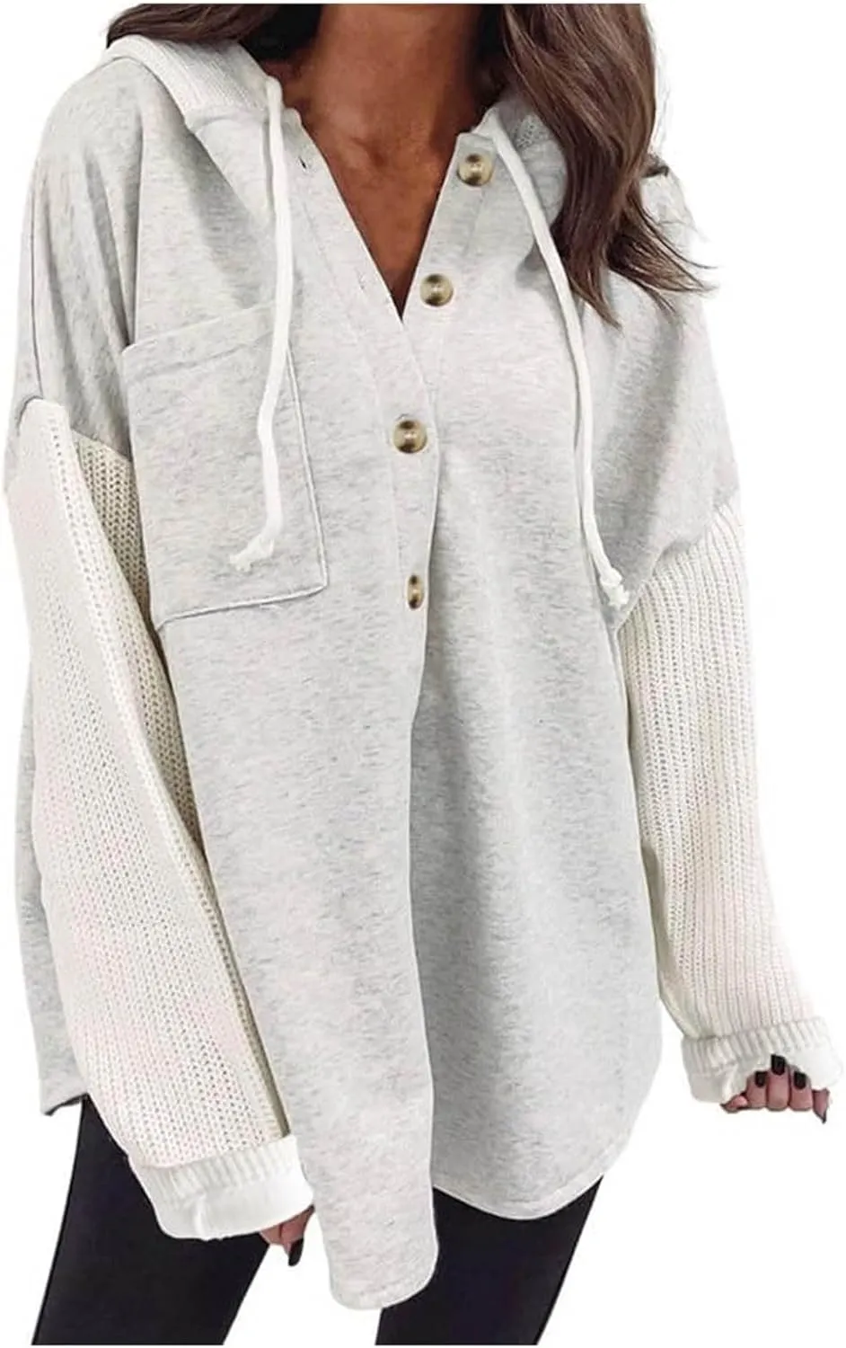 Hoodies for Women Oversized Sweatshirts Womens Loose Fit Casual Long Sleeve Button Hooded Sweatshirt Hoodie with Pockets