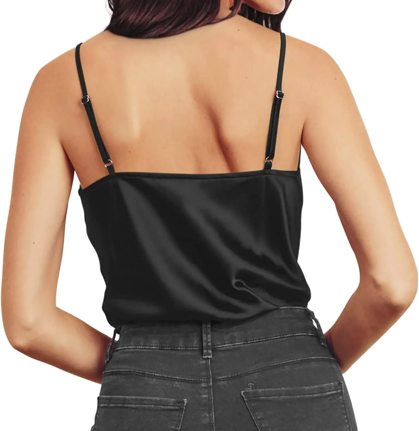 Infashule Silk Tops for Women Y2K Shirt Cute Crop Top Cowl Neck Blouses Cami Shirts