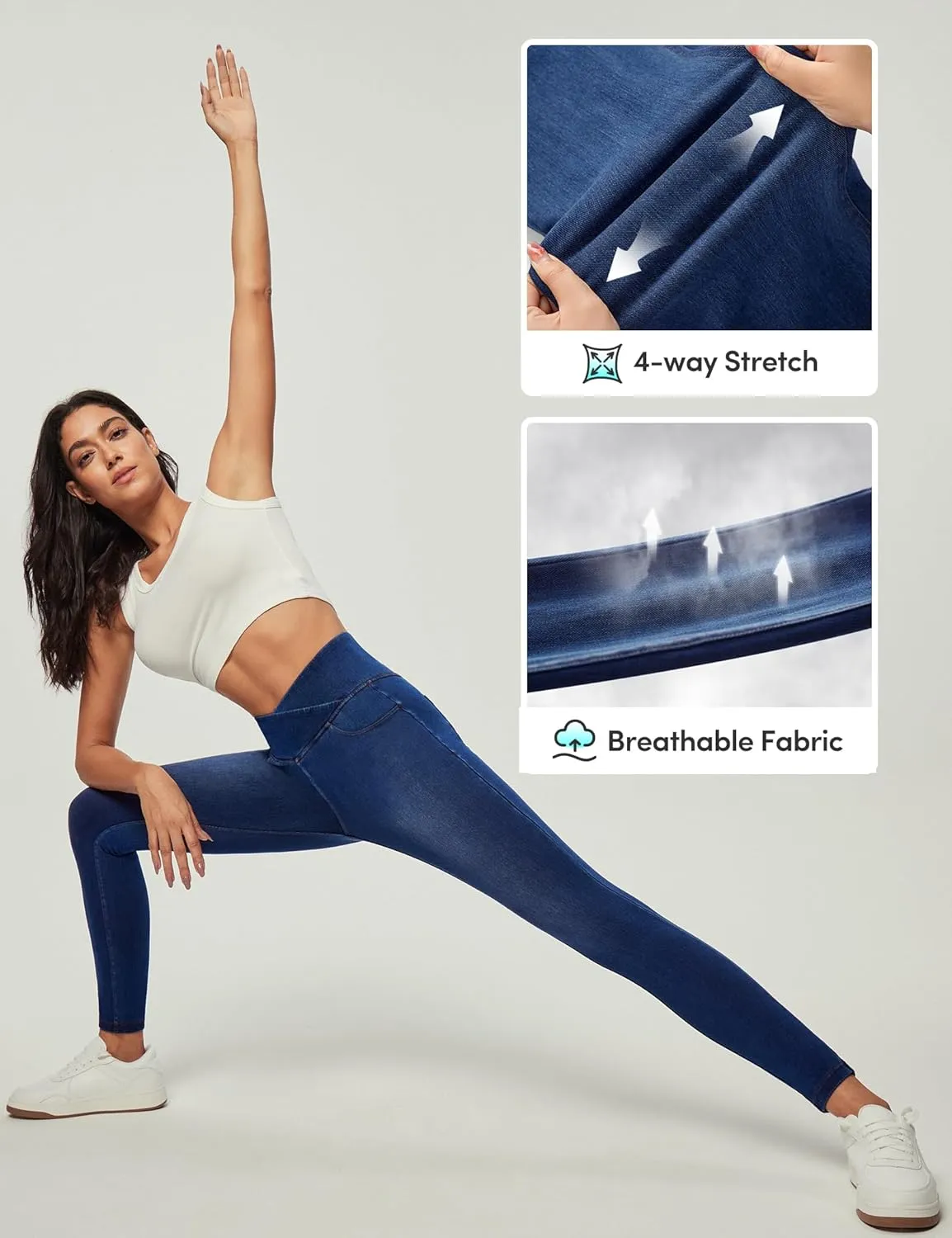 IUGA Stretchy High Waisted Jeans for Women Jeggings Tummy Control Skinny Jeans Work Pants with Pockets