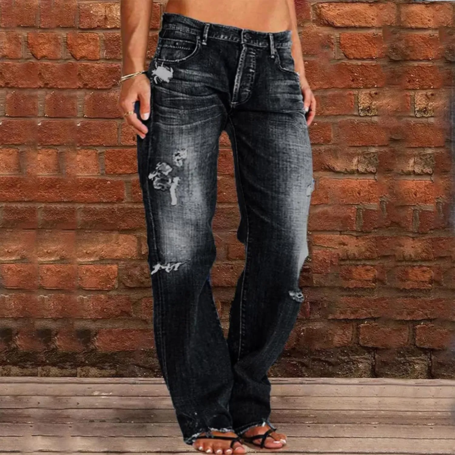 Jeans for Women 2024 Pants Waisted Trousers Jeans Lace Poket Denim Women's Jeans Black Jeans Womens Black Pants for