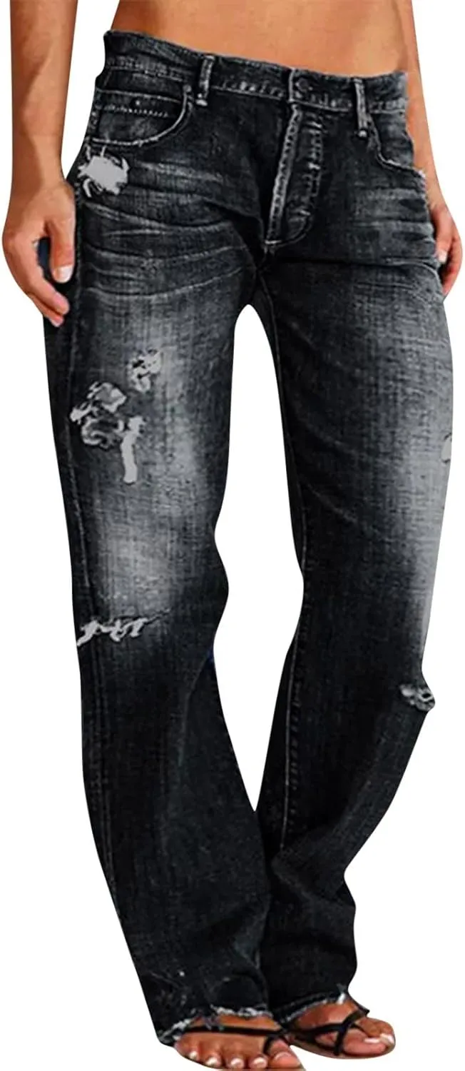 Jeans for Women 2024 Pants Waisted Trousers Jeans Lace Poket Denim Women's Jeans Black Jeans Womens Black Pants for