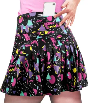 JenPen Retro 80s 90s Skirt for Women Tennis Skirt Golf High Waisted Athletic with Pockets for Retro Halloween Party