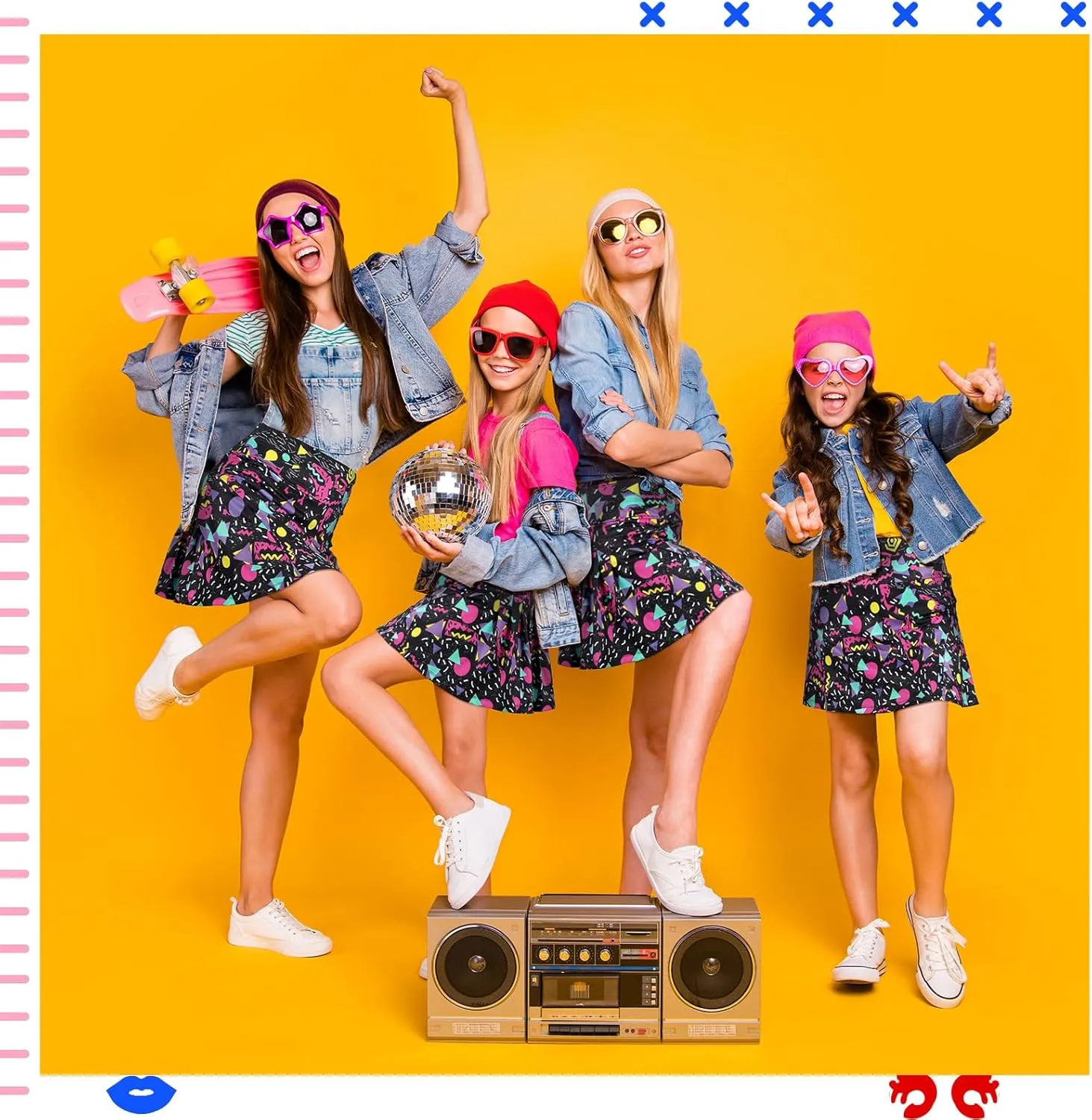 JenPen Retro 80s 90s Skirt for Women Tennis Skirt Golf High Waisted Athletic with Pockets for Retro Halloween Party