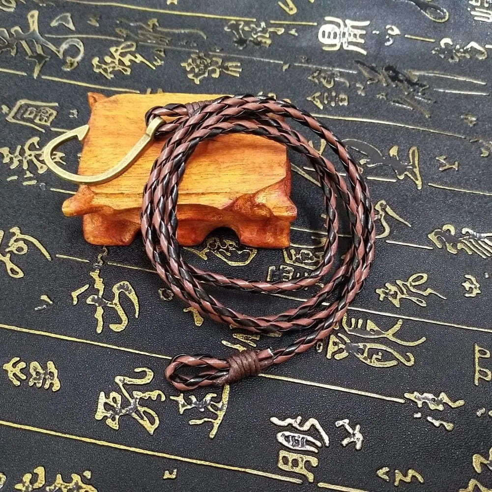 JOYID Fish Hook Leather Wrap Braided Bracelet Multi-layer Handwork Punk style Fish Clasp Bracelet for Men
