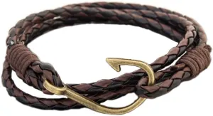 JOYID Fish Hook Leather Wrap Braided Bracelet Multi-layer Handwork Punk style Fish Clasp Bracelet for Men