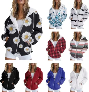 KBLK-JAY Women's Oversized Hoodies Sweatshirts Casual Drawstring Zip Up Teen Girl Fall Jackets Y2K Clothes with Pockets