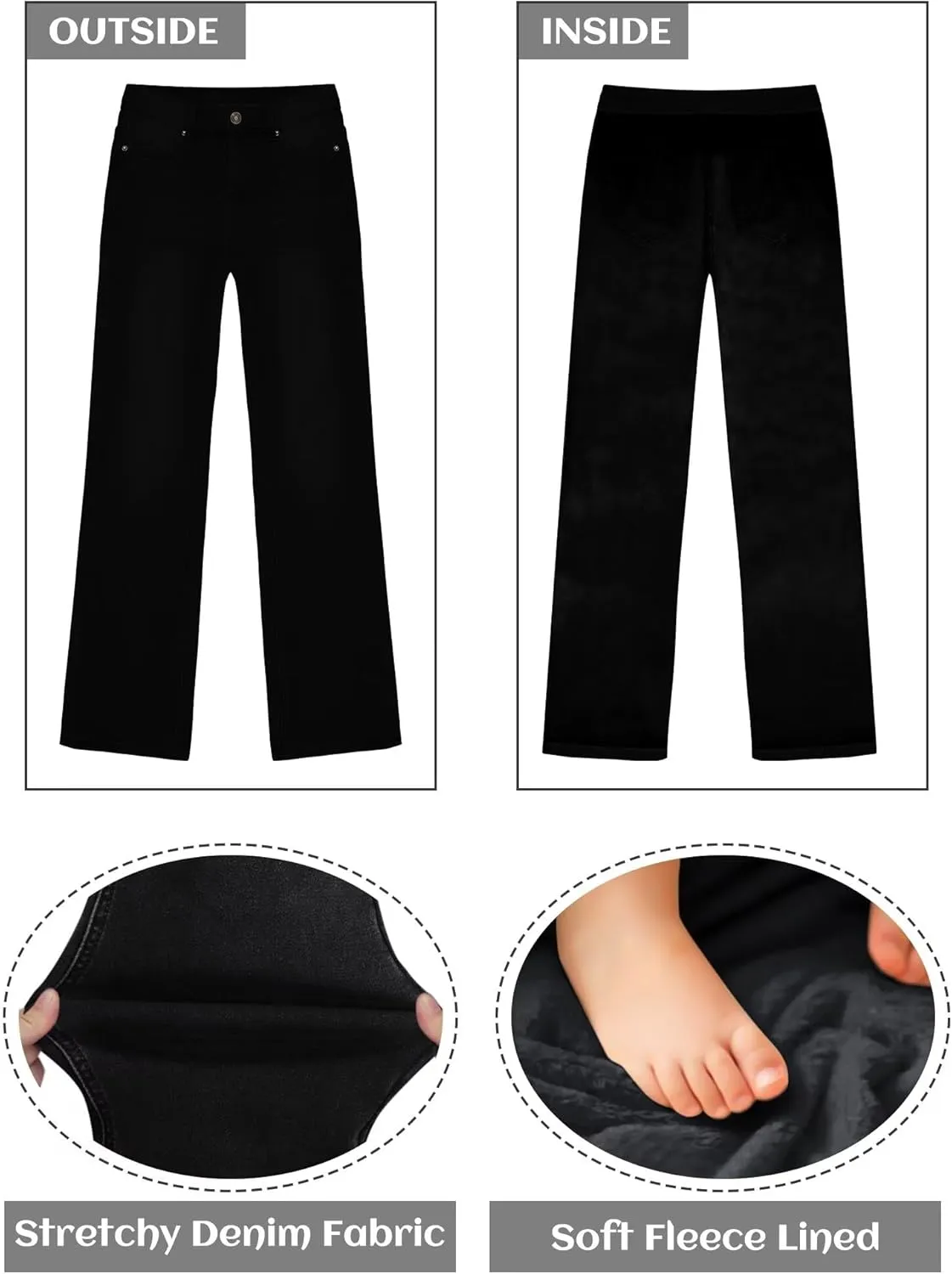 KDF Fleece Lined Jeans Women High Waisted Wide Leg Baggy Jeans for Women Winter Lined Jean Pants