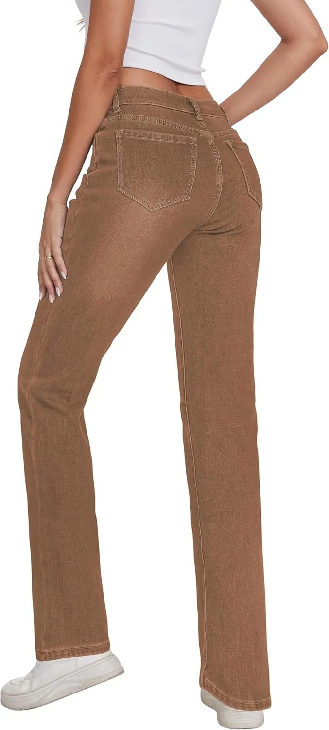 KDF Women's Fleece Lined Jeans Women High Waisted Straight Leg Jeans Winter Fleece Lined Jean Pants