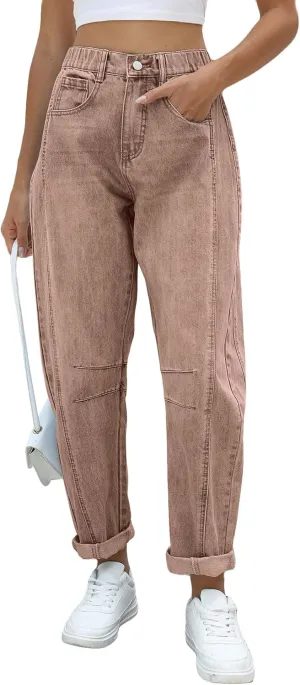 Kedera Women Barrel Jeans Casual Denim Pants 2025 Loose Wide Leg Baggy Pants Mid Waist Boyfriend Jeans Y2k Pants