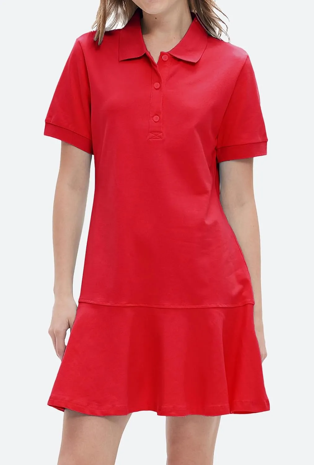 Ladyful Women's Polo Dress Short Sleeve Ruffle Hem Flowy Summer Golf Tennis Athletic Mini Dress