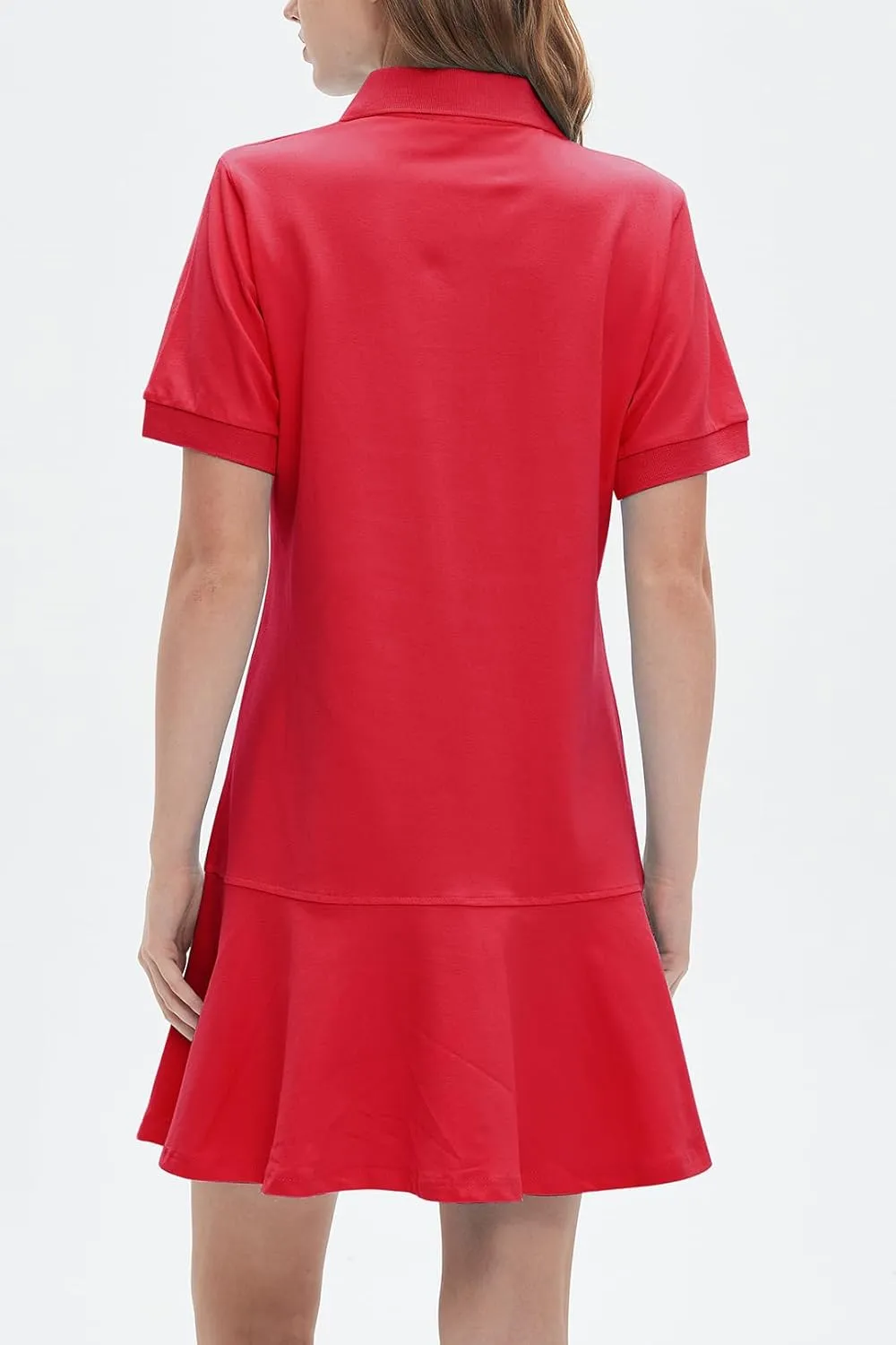 Ladyful Women's Polo Dress Short Sleeve Ruffle Hem Flowy Summer Golf Tennis Athletic Mini Dress