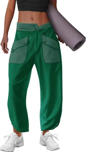 LAMISSCHE Oversized Barrel Lounge Pants Women Wide Leg Sweatpants with Pockets Baggy Cropped Pants