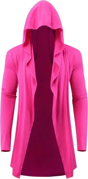 Lars Amadeus Hooded Cardigan for Men's Lightweight Shawl Collar Long Sleeves Open Front Draped Cardigans