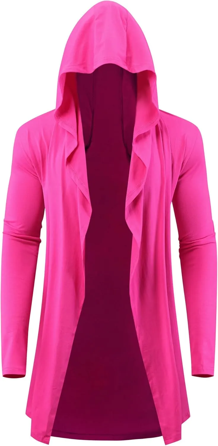 Lars Amadeus Hooded Cardigan for Men's Lightweight Shawl Collar Long Sleeves Open Front Draped Cardigans