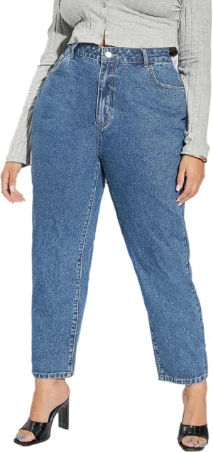 LEIJIJEANS Plus Size Women for Jeans Straight Fitting High Stretchy Jeans Highwaist Light Blue Full Length Mom Pants