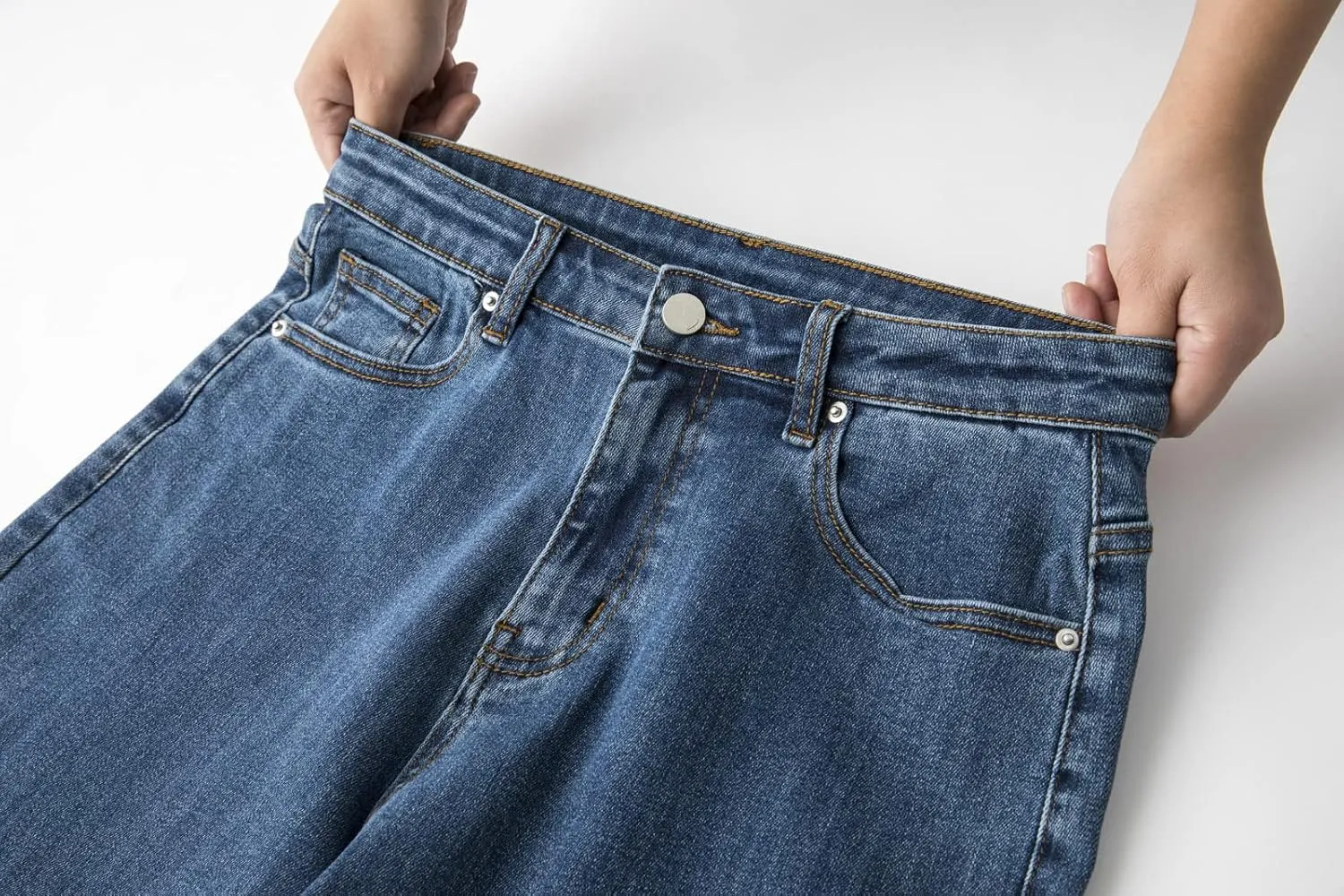 LEIJIJEANS Plus Size Women for Jeans Straight Fitting High Stretchy Jeans Highwaist Light Blue Full Length Mom Pants