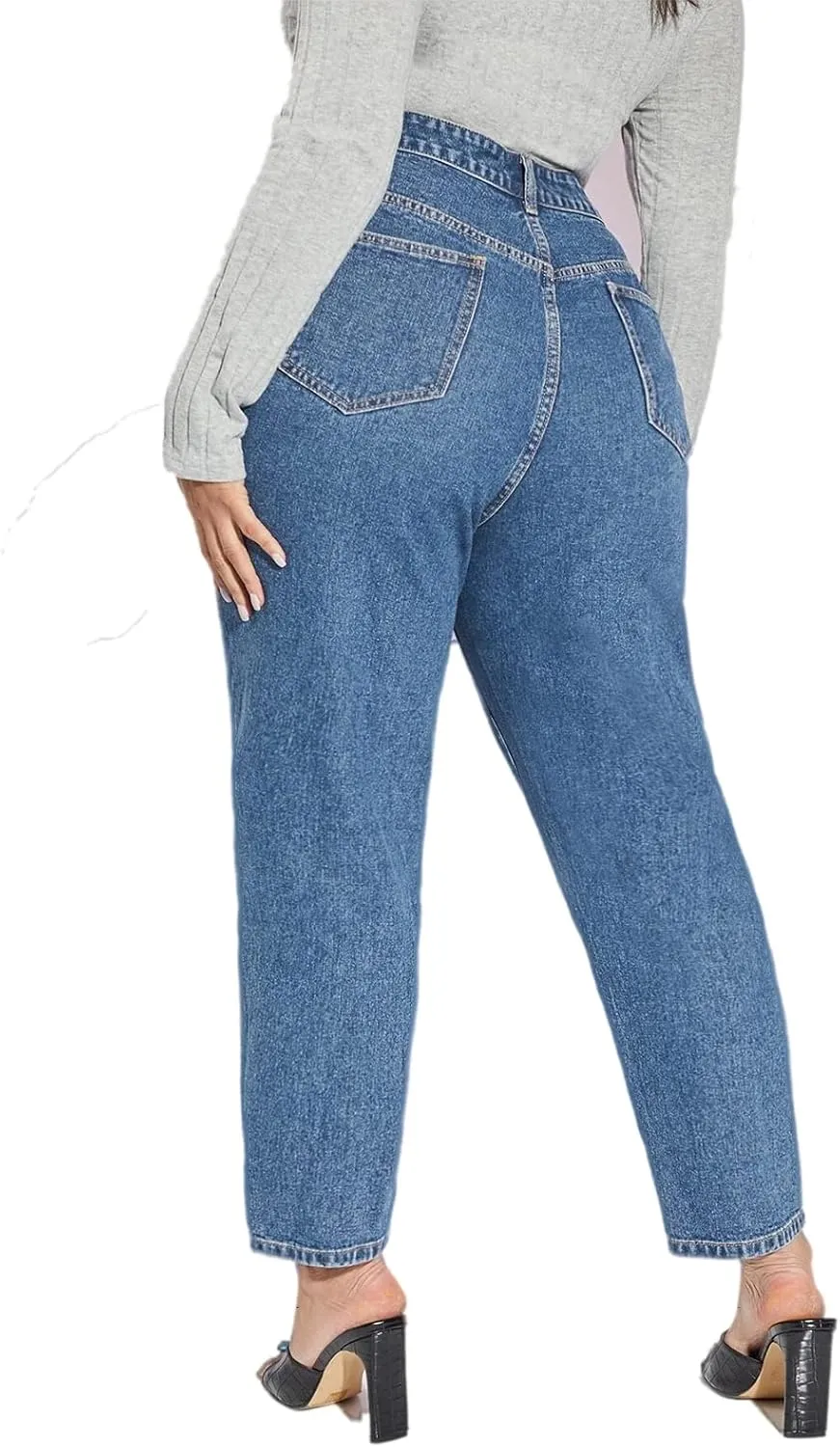 LEIJIJEANS Plus Size Women for Jeans Straight Fitting High Stretchy Jeans Highwaist Light Blue Full Length Mom Pants