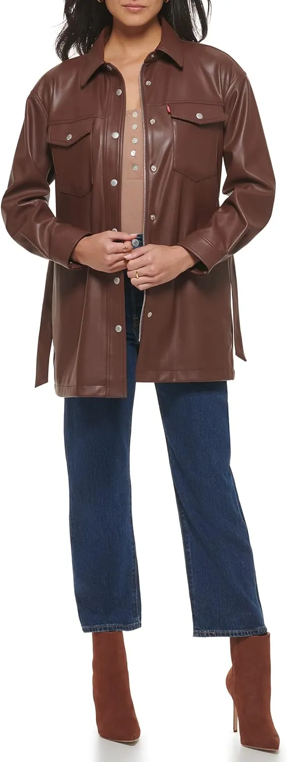 Levi's Women's Faux Leather Belted Shirt Jacket (Standard & Plus Sizes)