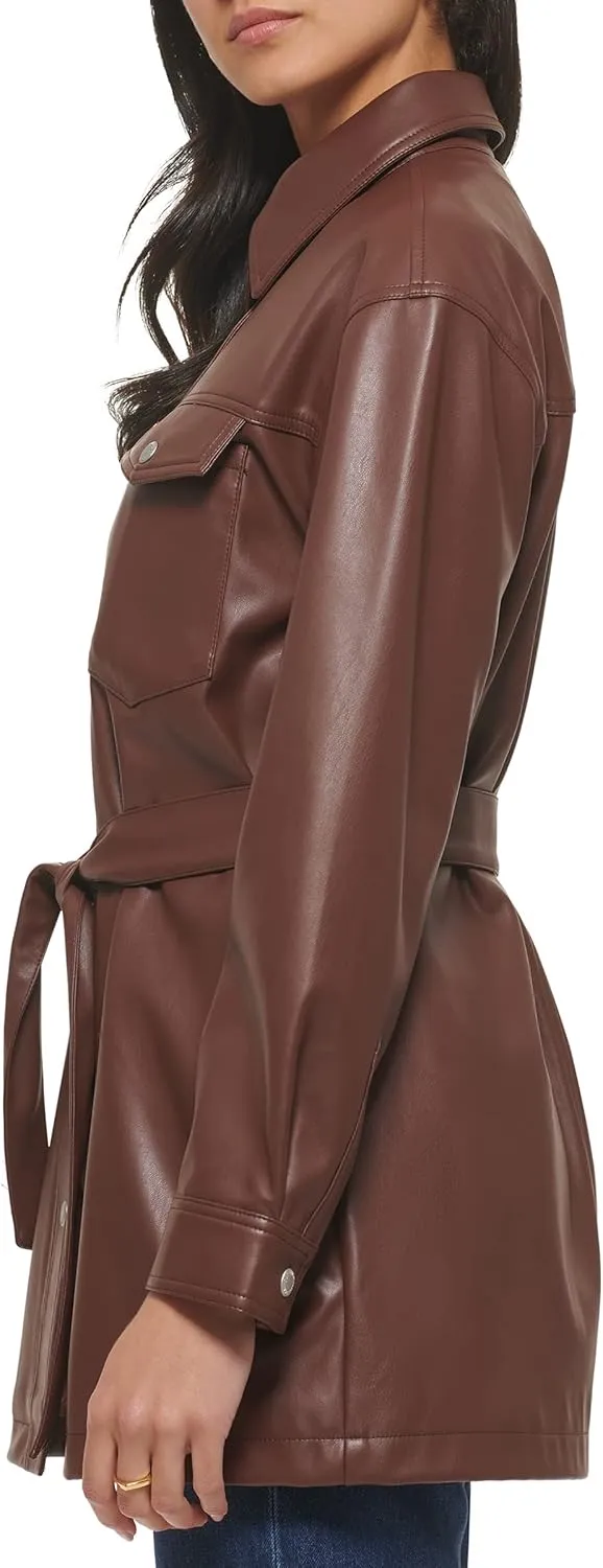 Levi's Women's Faux Leather Belted Shirt Jacket (Standard & Plus Sizes)
