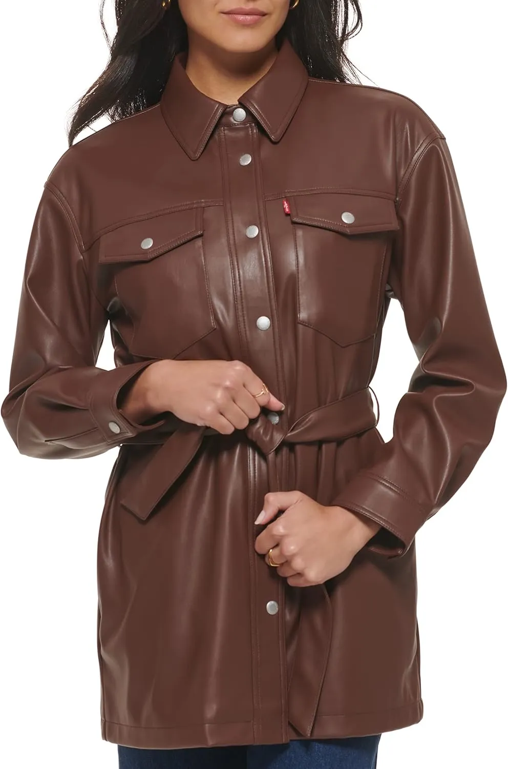 Levi's Women's Faux Leather Belted Shirt Jacket (Standard & Plus Sizes)