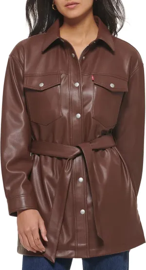 Levi's Women's Faux Leather Belted Shirt Jacket (Standard & Plus Sizes)
