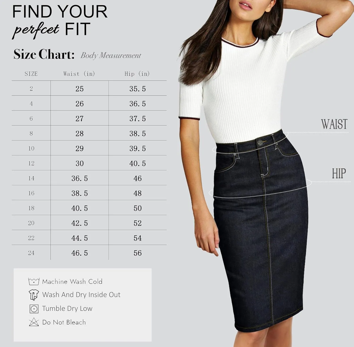 Lexi Womens Super Comfy Stretch Denim Skirt