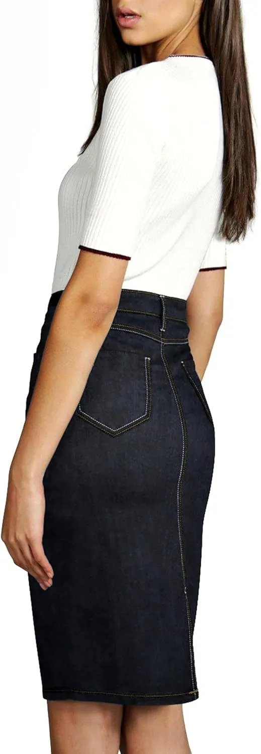 Lexi Womens Super Comfy Stretch Denim Skirt