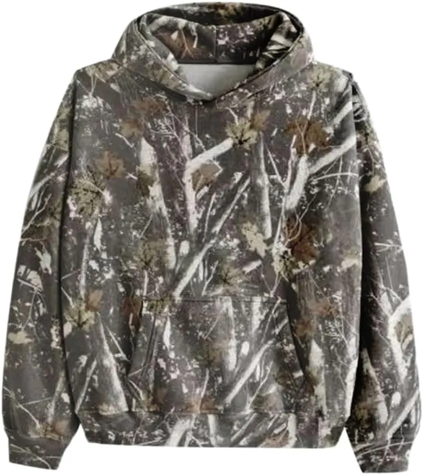Light Camo Hoodie Womens Maple Leaf Print Sweatshirt for Women Trendy Oversized Fleece Hoodies Pullover with Pockets