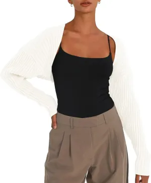 LILLUSORY Womens Crop Cardigans Sweater Bolero Shrug Y2K Cute Tops Fall Fashion Trendy Long Sleeve Outfit 2025
