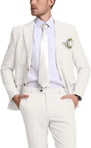 Linen Retro Mens Suit 2 Pieces Slim Fit Light Weight Linen Suit Linen Summer Suits Tuxedo Jacket Blazer Pant for Men