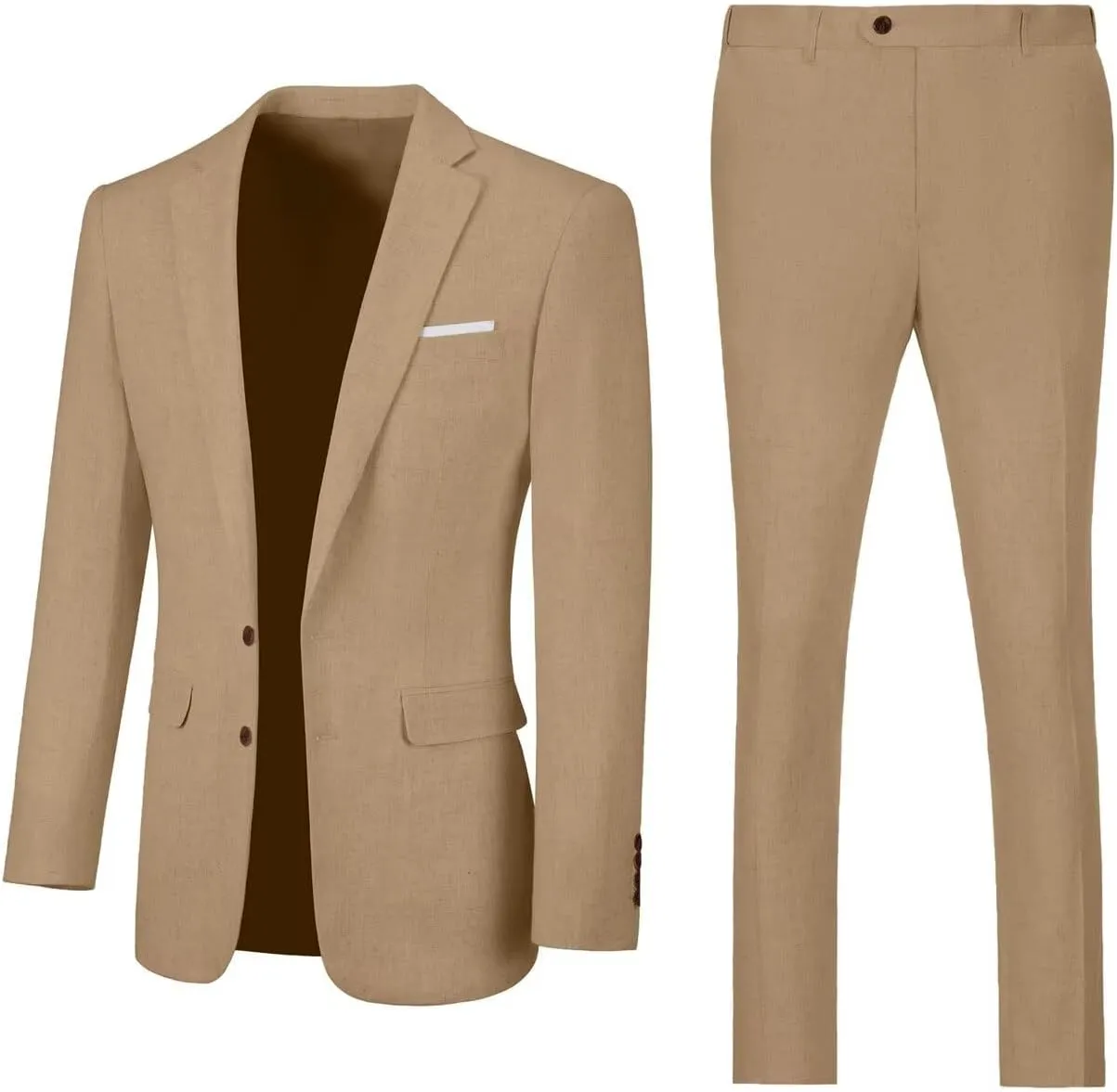 Linen Retro Mens Suit 2 Pieces Slim Fit Light Weight Linen Suit Linen Summer Suits Tuxedo Jacket Blazer Pant for Men
