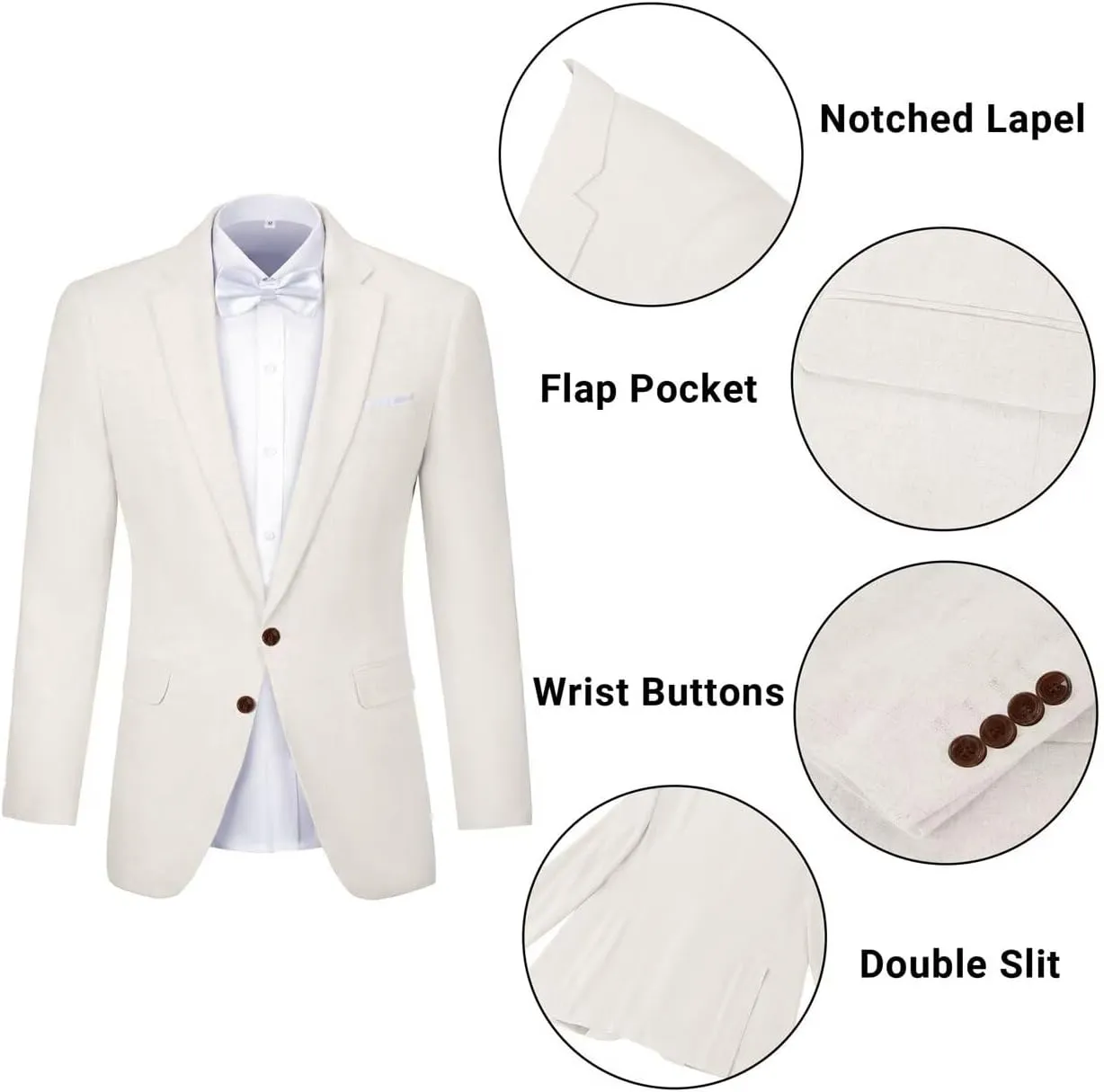 Linen Retro Mens Suit 2 Pieces Slim Fit Light Weight Linen Suit Linen Summer Suits Tuxedo Jacket Blazer Pant for Men