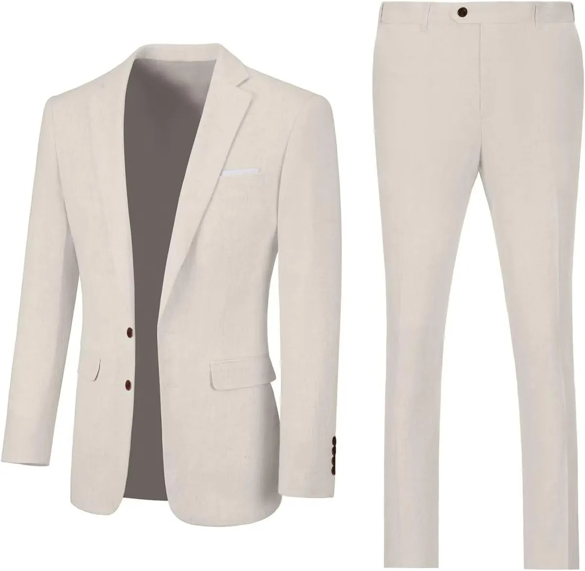 Linen Retro Mens Suit 2 Pieces Slim Fit Light Weight Linen Suit Linen Summer Suits Tuxedo Jacket Blazer Pant for Men