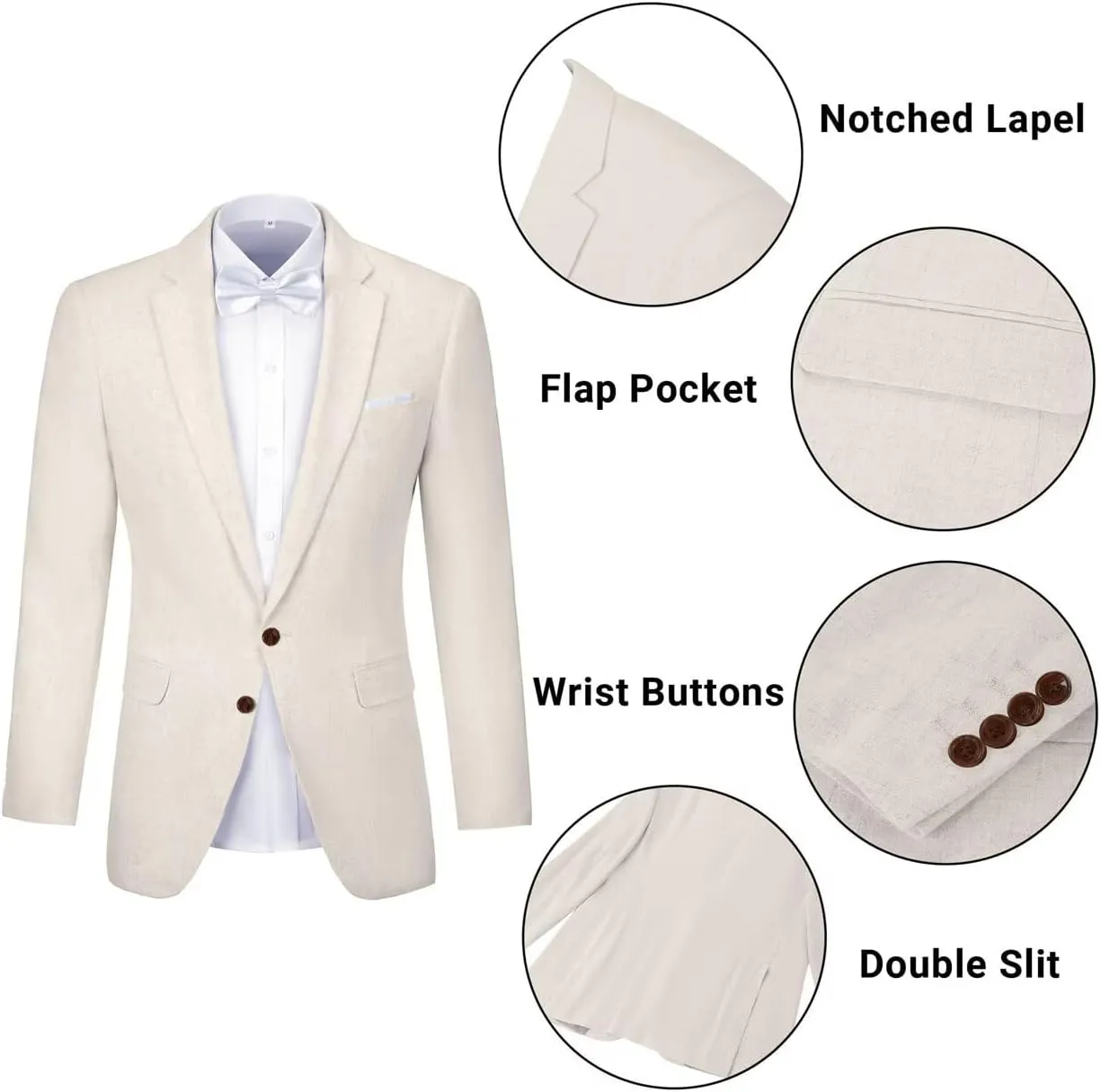 Linen Retro Mens Suit 2 Pieces Slim Fit Light Weight Linen Suit Linen Summer Suits Tuxedo Jacket Blazer Pant for Men