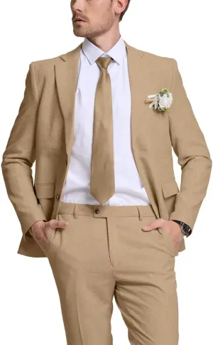 Linen Retro Mens Suit 2 Pieces Slim Fit Light Weight Linen Suit Linen Summer Suits Tuxedo Jacket Blazer Pant for Men