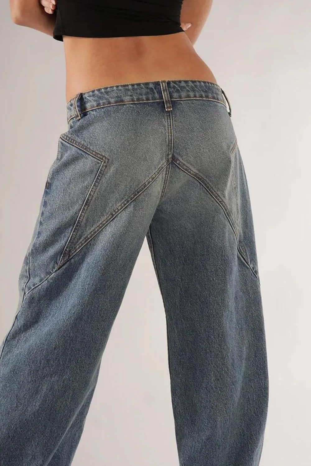 Low Rise Baggy Jeans for Women Y2k Boyfriend Straight Wide Leg Jeans Loose Fit Denim Pants Streetwear