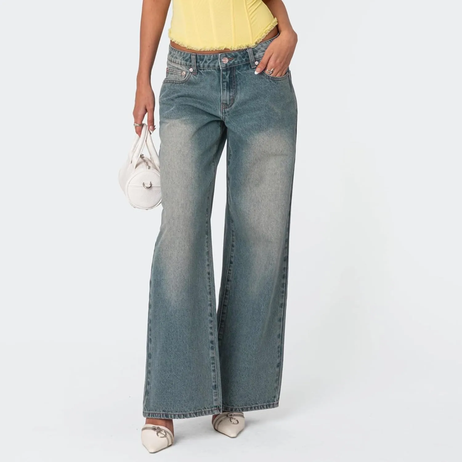 Low Rise Baggy Jeans for Women Y2k Boyfriend Straight Wide Leg Jeans Loose Fit Denim Pants Streetwear