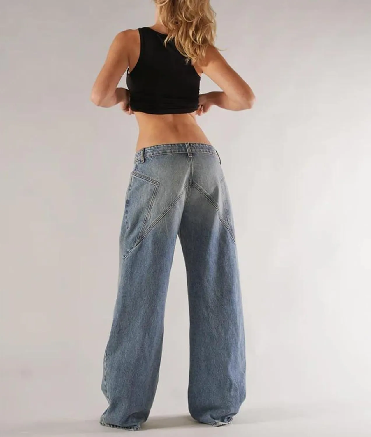 Low Rise Baggy Jeans for Women Y2k Boyfriend Straight Wide Leg Jeans Loose Fit Denim Pants Streetwear