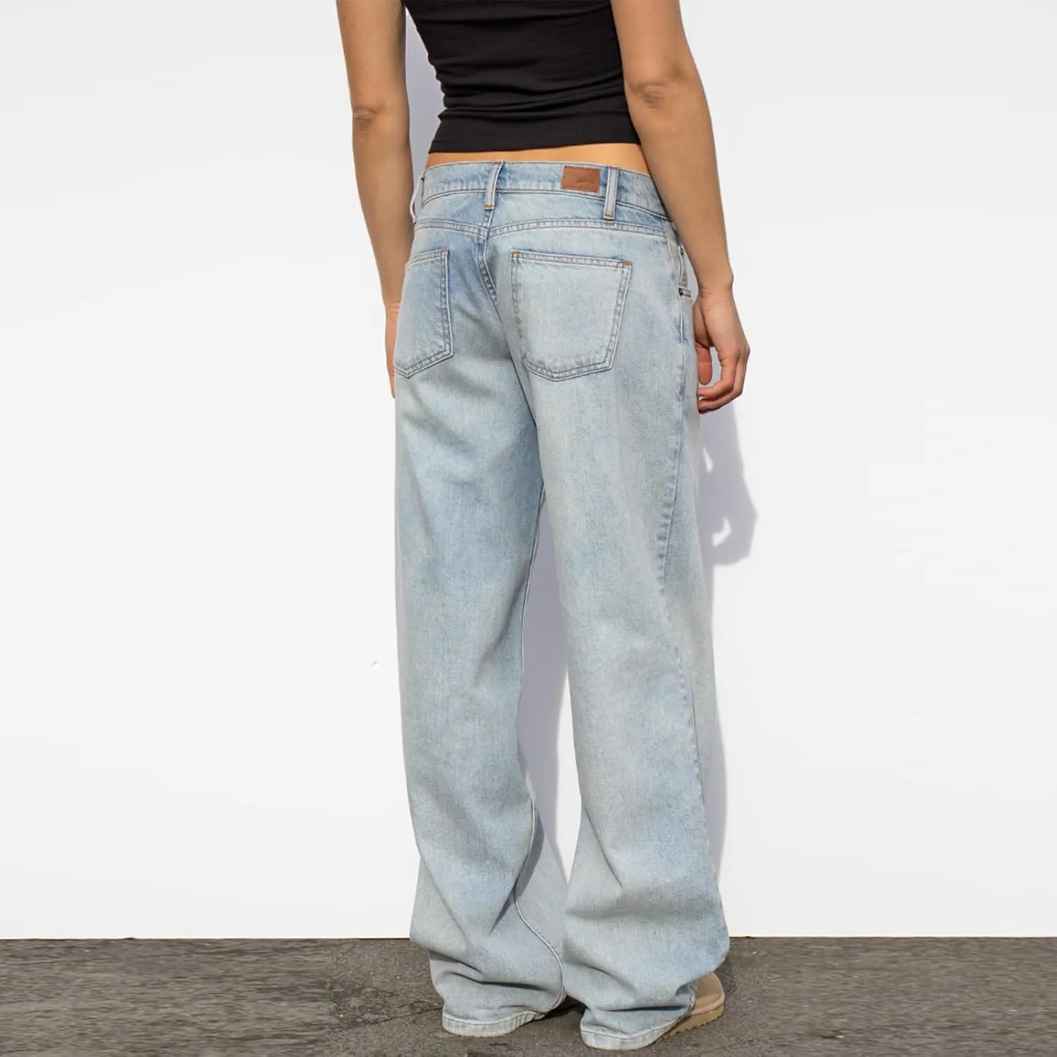 Low Rise Baggy Jeans for Women Y2k Boyfriend Straight Wide Leg Jeans Loose Fit Denim Pants Streetwear