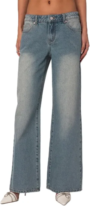 Low Rise Baggy Jeans for Women Y2k Boyfriend Straight Wide Leg Jeans Loose Fit Denim Pants Streetwear