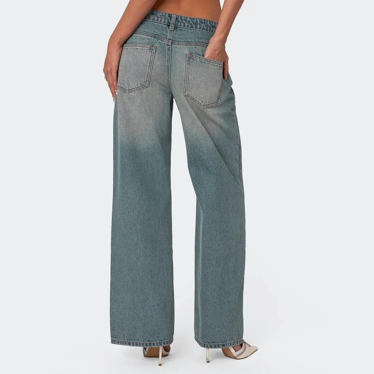 Low Rise Baggy Jeans for Women Y2k Boyfriend Straight Wide Leg Jeans Loose Fit Denim Pants Streetwear