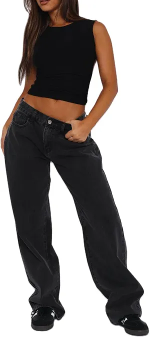 Low Rise Baggy Jeans for Women Y2k Boyfriend Straight Wide Leg Jeans Loose Fit Denim Pants Streetwear