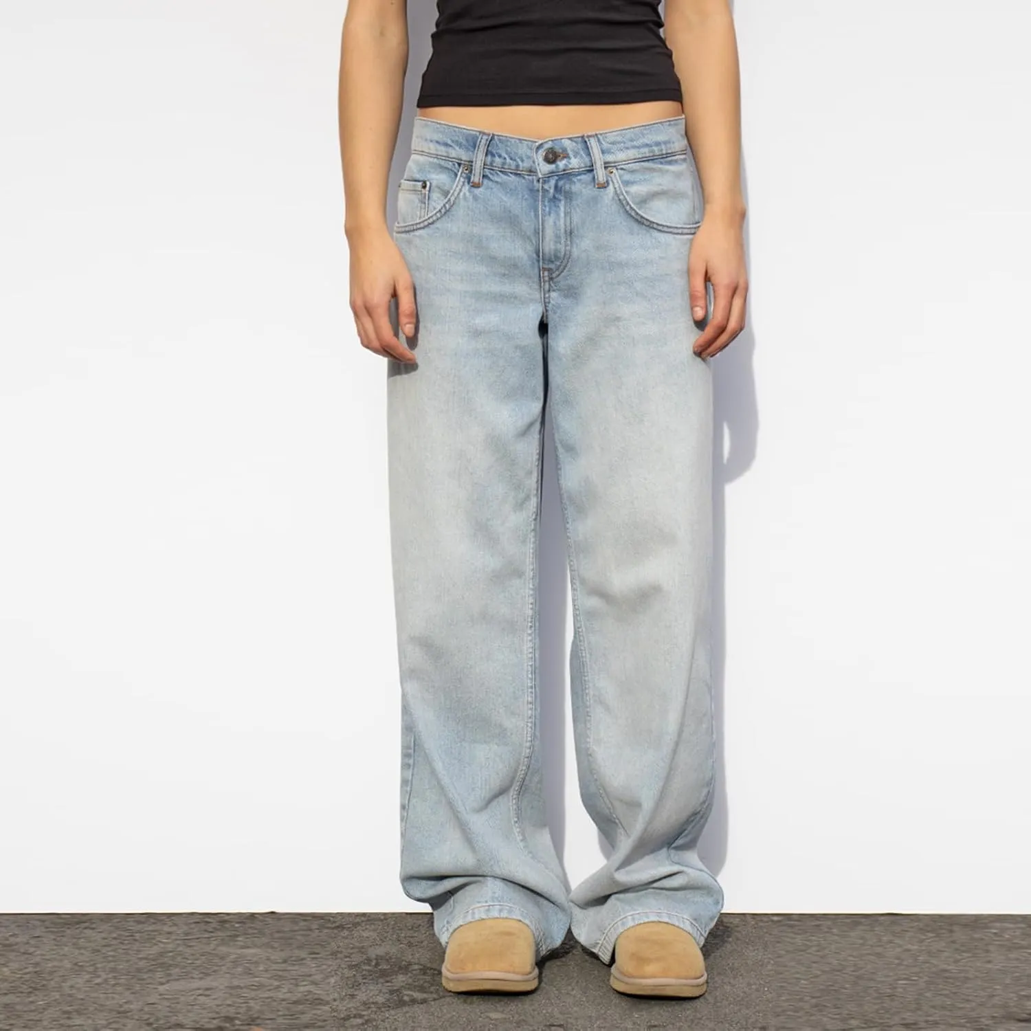Low Rise Baggy Jeans for Women Y2k Boyfriend Straight Wide Leg Jeans Loose Fit Denim Pants Streetwear